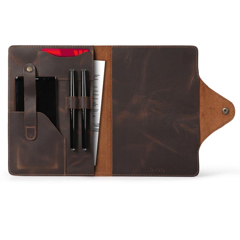 Londo Genuine Leather Portfolio â€“ Padfolio with Notepad & Snap Closure for Business, Office & Travel - Image 1